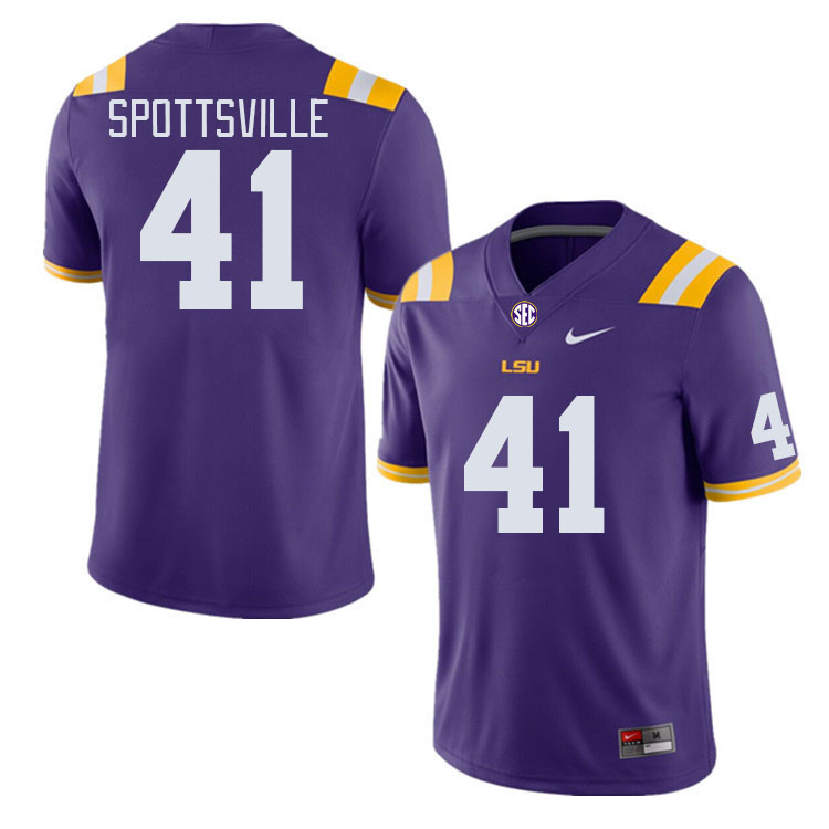 Men #41 Welton Spottsville LSU Tigers College Football Jerseys Stitched-Purple
